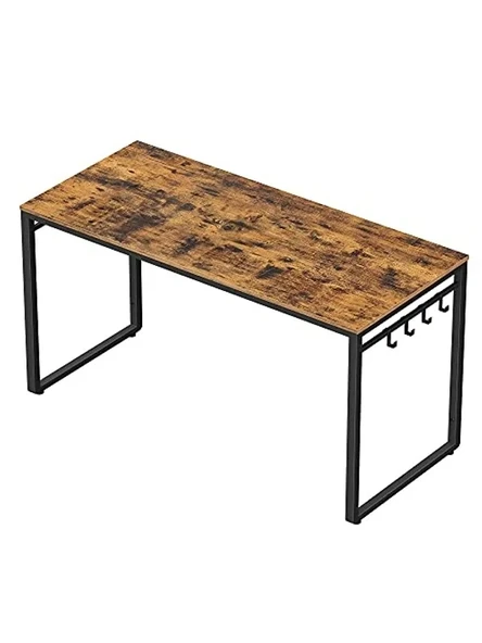 VASAGLE Çalışma, Bilgisayar, Ofis Masası, 8 Kancalı, 140 x 60 x 75 cm, Çalışma Odası, Ev Ofisi, Ofis, Metal, Endüstriyel Tasarım, Vintage Kahverengi/Siyah LWD59X ürün görseli 1