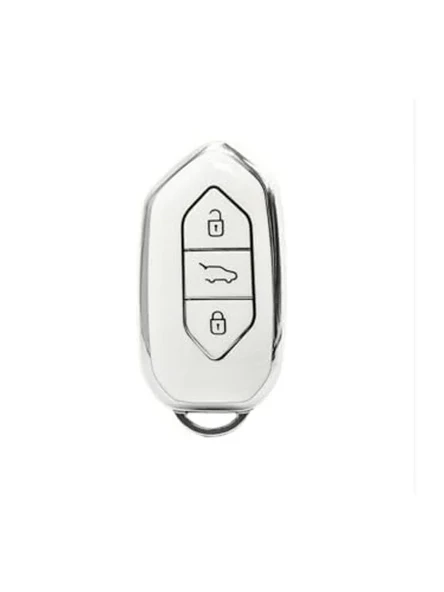 AutoHan Keys Togg T10x T10F Akıllı Anahtar Kılıfı, 3 Tuşlu, Nano Koruma (Beyaz-Gümüş) ürün görseli 1