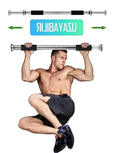 Süngerli Krom Kapı Barfiksi Aleti, 80-130 cm Arası Ayarlanabilir Uzunluk ürün görseli 1