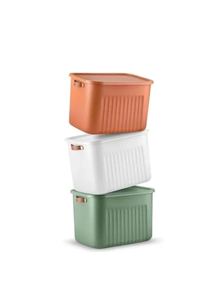Kapaklı 20 Litre Çok Amaçlı Kutu - Deri Kulp Detaylı Organizer ürün görseli 1