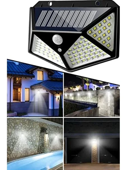 Su Geçirmez 100 LED Duvar Lambası, Güneş Enerjisi ile Çalışan Aydınlatma ürün görseli 1