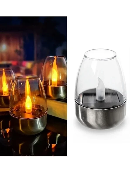 Güneş Enerjili LED Mum Lamba, Gerçekçi Alev Efekti ile 3 Adet Set ürün görseli 1