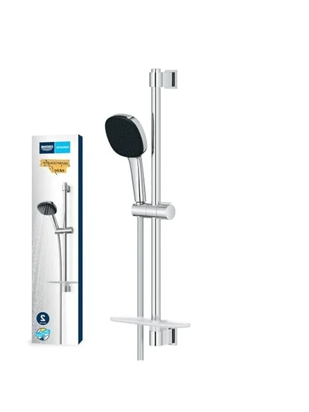 GROHE Vitalio Comfort 110 Sürgülü Duş Seti (Sabunluklu) 110 mm Kare 2 Akışlı (Yağmur & Jet) El Duşu, 600 mm Sürgülü Ray, 1750 mm Duş Hortumu, 3 Barda max. 13.5l/dk, Duş Başlığı Seti, Krom, 26929001 ürün görseli 1