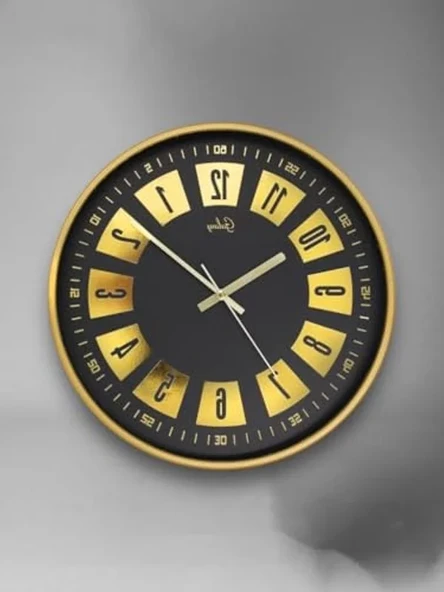 Sessiz Akar Duvar Saati, 30 cm Gold Kadran İle Modern Dekorasyon ürün görseli 1