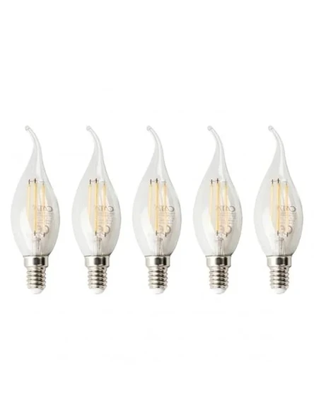 5 Adet Şeffaf Filament LED Ampul, 4W Güç ve E14 Duy ile Uyumlu ürün görseli 1