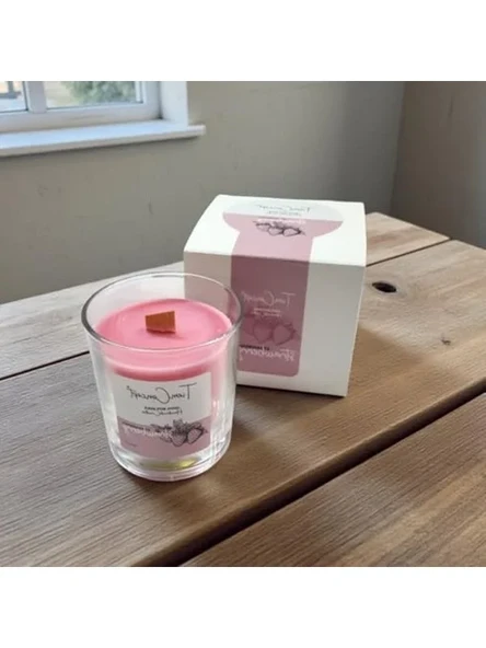 Ahşap Fitilli Soya Mum, Kırmızı Aromaterapi, 150cc - Resim 3