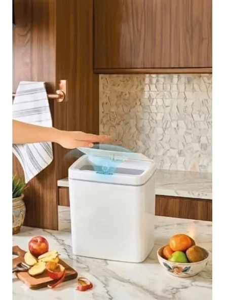 Otomatik Sensörlü Banyo Çöp Kovası, 11 Litre, Beyaz ürün görseli 1