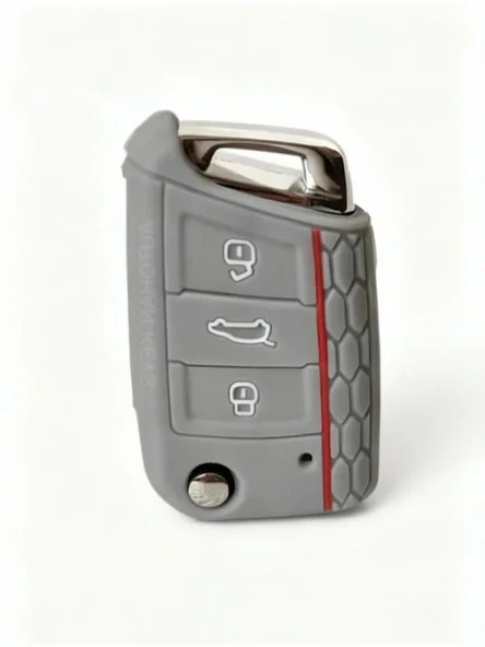 AutoHan Keys Volkswagen, Skoda, Seat Anahtar Kılıfı, Gri Petek Desenli, Silikon, Koruyucu Otomobil Anahtarlık Kabı ürün görseli 1