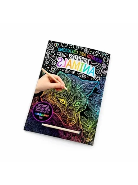 Kazımalı Boyama Defteri ve Ahşap Kalem Seti, Hayvan Temalı ürün görseli 1