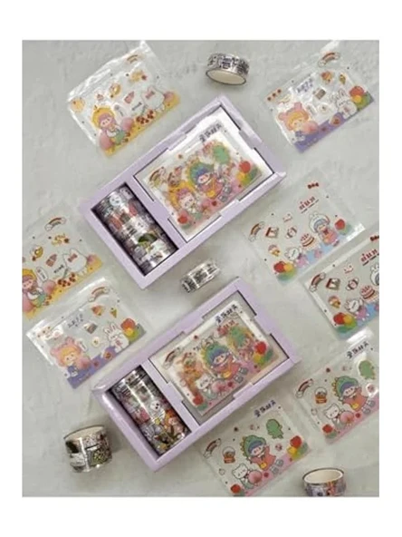 Şeffaf Kutu ile Sticker ve Washi Bant Seti, 4'lü ürün görseli 1