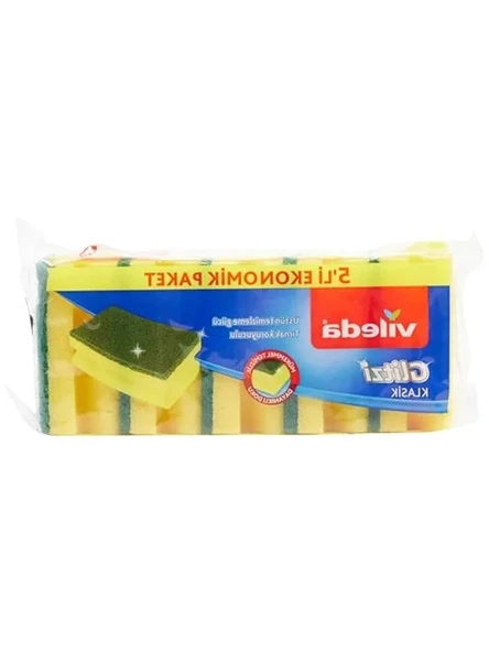 Ekonomik Paket Bulaşık Süngeri, 5'li Set, Tırnak Koruyucu Özellikli ürün görseli 1