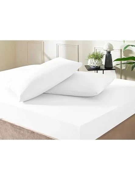 Beyaz Ranforce King Size Fitted Çarşaf Seti, Renk ve Konfor ürün görseli 1
