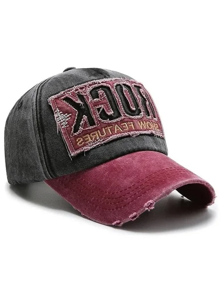 Rock Eskitme Trucker Şapka Unisex Metal Tokalı Ayarlanabilir Vintage Siyah Kırmızı ürün görseli 1