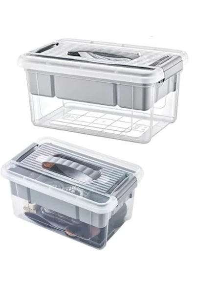 Bölmeli 9 Litre Şeffaf Organizer Kutu, Ev ve Araba için Saklama Çözümü ürün görseli 1