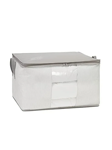 Büyük Boy PVC Pencereli Hurç, Gri Çizgili Tasarım, 60 x 43 x 35 cm ürün görseli 1