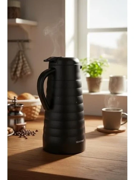 Çelik Termos, 2 Litre Kapasite, Siyah Renk - Resim 2