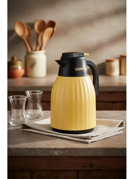 Hardal Renkli 1 Litre Cam Termos, Sıcak ve Soğuk İçecekler İçin Uygun ürün görseli 1