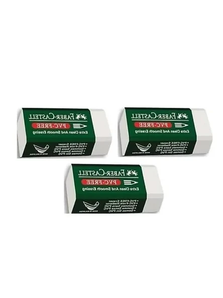 Faber Castell Pvc Free No:30 Küçük Boy 3'lü Beyaz Silgi ürün görseli 1