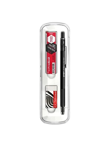 3'lü Set Mekanik Kalem, Silgi ve 0.5 mm Mat Siyah Kalem ürün görseli 1