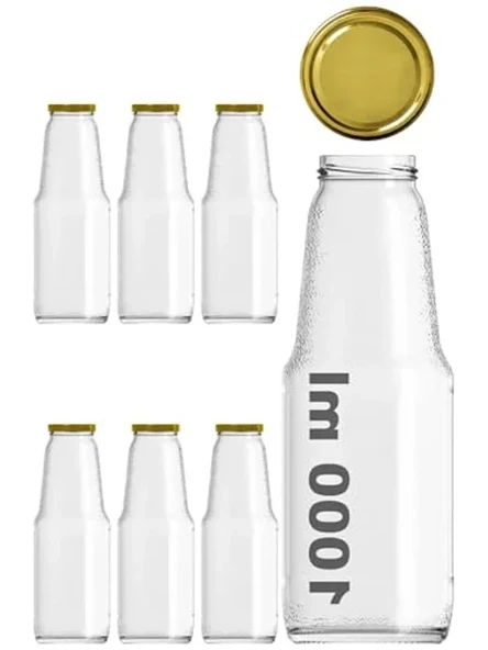 Şeffaf Meyve Suyu Şişesi, 1000 ml Kapasite ile Metal Kapaklı ürün görseli 1