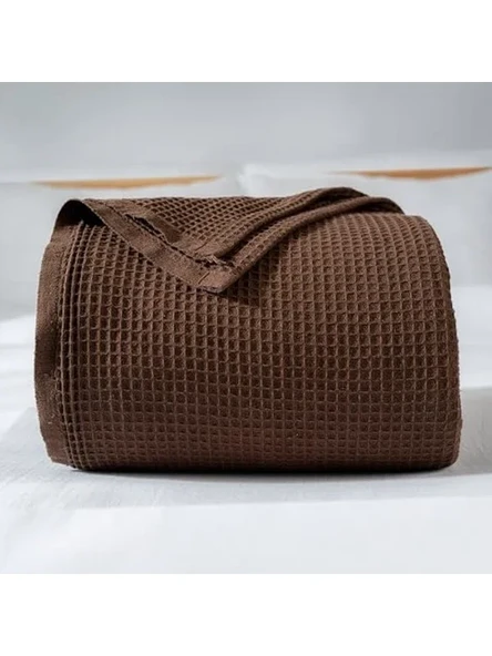 100% Pamuk Pike Yatak Örtüsü Waffle Dokuma - Tek Kişilik ve Çift Kişilik 4 Mevsim Dekoratif Hafif Yumuşak Pikeler (Koyu Kahverengi, Çift Kişilik Pike 200x240 cm) ürün görseli 1
