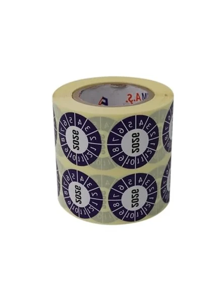 Vellum Tarih Seçme Etiketi 30mm X 30mm Ruloda 1000 Adet (Mor, 2026) ürün görseli 1