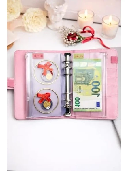 Bütçe Planlayıcı Cüzdan, Pembe Renk ve Gümüş Mekanizma ile Şık ürün görseli 1