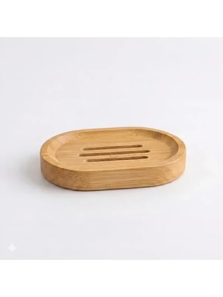 Doğal Bambu Sabunluk, Su Süzgeçli Tasarım ile Minimalist Aksesuar ürün görseli 1