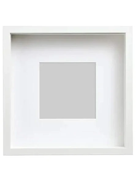 Paspartulu Ahşap Fotoğraf Çerçevesi, 25x25 cm Derin Beyaz Renk ürün görseli 1