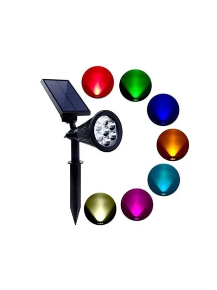 7 Renkli LED’li Güneş Enerjili Bahçe Aydınlatması, 7W Güç ile ürün görseli 1