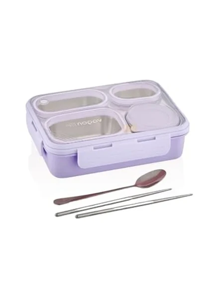 950ml Tek Katlı Çelik Bento Lunchbox, 4 Bölmeli Tasarım ürün görseli 1