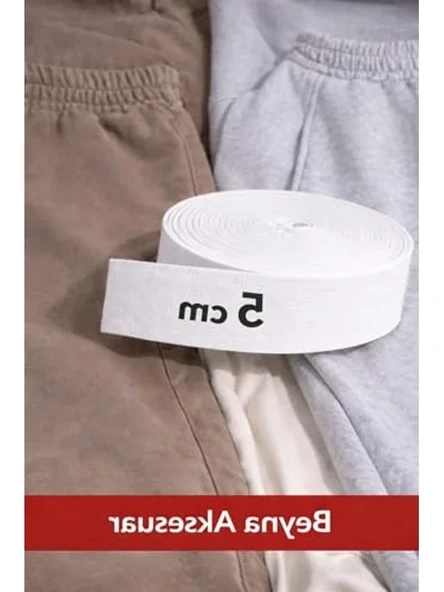 imrenaksesuar Bel Paça ve Don Lastiği Yassı Geniş Lastik 4cm,5cm,6cm,7 cm,8cm,9cm 1 paket 5 metre (BEYAZ, 5CM) ürün görseli 1