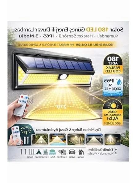 Hareket sensörlü güneş enerjili duvar lambası, su geçirmez aydınlatma ürün görseli 1