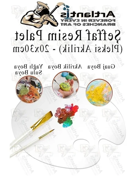 Orta Boy Pleksi Akrilik Resim Paleti, 20x30 cm, Şeffaf Tasarım ürün görseli 1