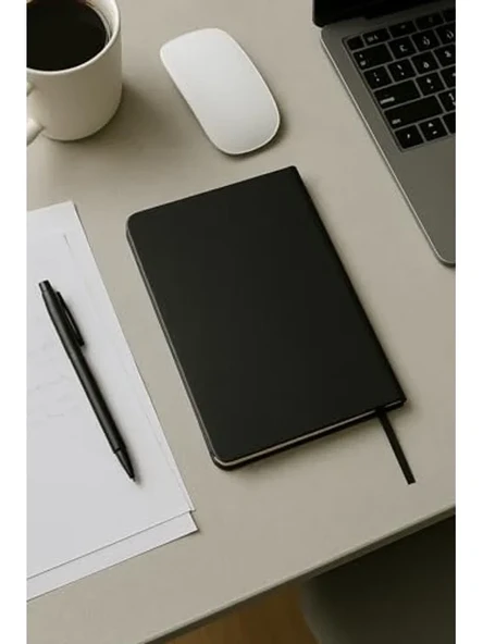 Fark Tanıtım Defter, Noktalı Defter, Termo Deri Kapaklı Noktalı Defter, 128 Yaprak A5 Defter, Ofis ve Kırtasiye, Plan, Notebook (Siyah) ürün görseli 1