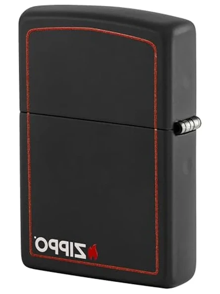 Orijinal Zippo çakmak Black Matte with BORDER & logo ürün görseli 1