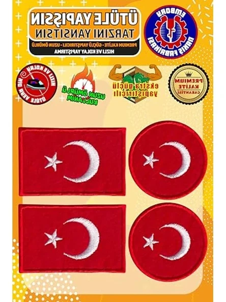 Ütü ile Yapışan Türk Bayrağı Seti, 4 Adet Aplike Patch ürün görseli 1