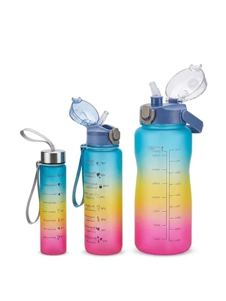 İç İçe Geçebilir Motivasyonel Matara Seti, 2000ml ve 900ml Kapasite ürün görseli 1