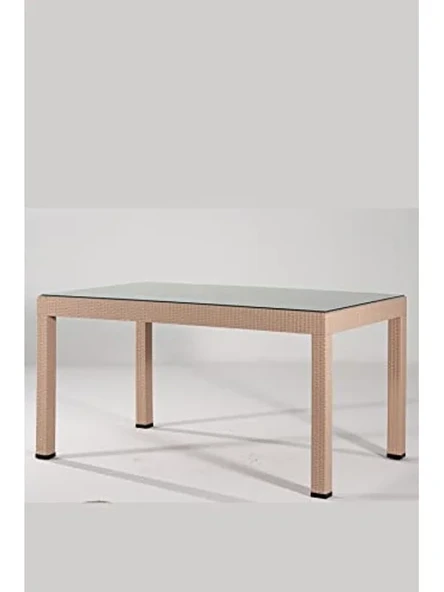 Rattan Görünümlü Camlı Masa, Bahçe Kullanımı İçin ürün görseli 1