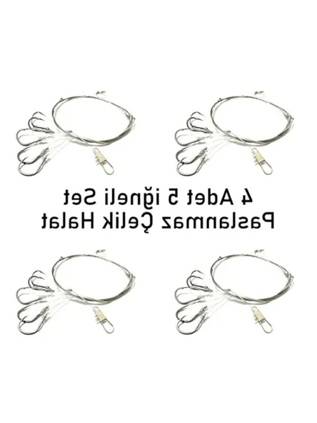 4'lü set halinde 5 iğneli paslanmaz çelik dip hırsız olta takımı, balık avlamak için ideal ürün görseli 1