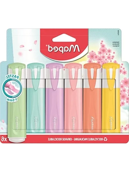 Fosforlu Kalemler 6'lı Set - 1-5 mm Pastel Renkler ürün görseli 1