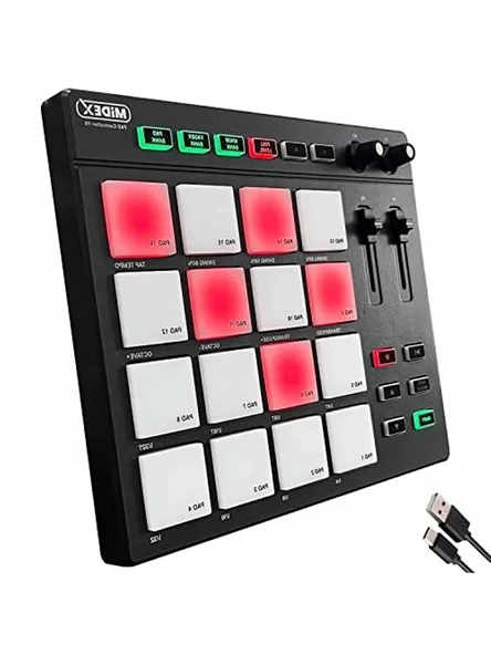 16 Pad Bankası ile Stüdyo Midi Pad Controller, Midex Pad - Resim 3
