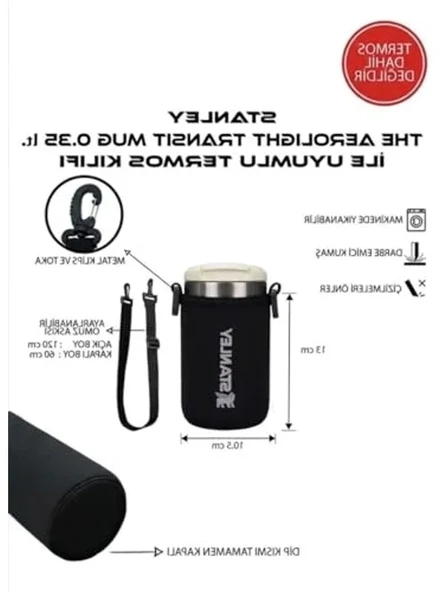 Omuz Askılı Kılıf, 0.35 Lt Termos Su Şişesi ile Uyumlu ve Kullanışlı Tasarım ürün görseli 1