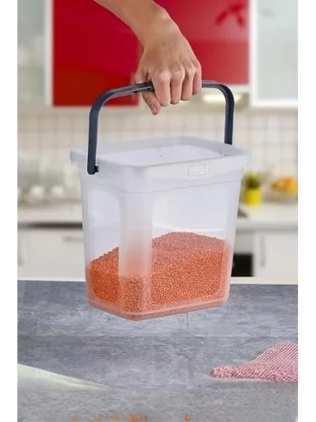 Tutma Saplı Saklama Kabı, 6 Litre Kapasite ile Bakliyat ve Un için ürün görseli 1