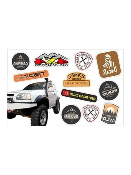 9 Parça Off Road Temalı Çıkartma Seti, Eğlenceli ve Renkli Tasarımlar ürün görseli 1