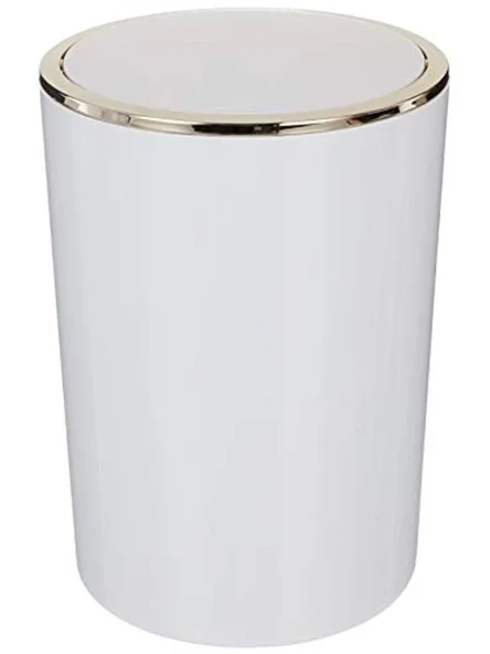 6 Litre Kapasiteli Çöp Kovası - Beyaz ve Altın Renk ürün görseli 1
