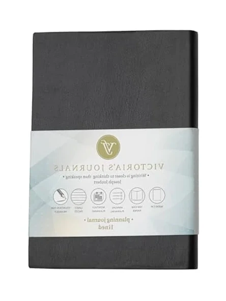 Victoria's Journals Smyth Esnek Kapak Planlayıcı Defter 14x20 100gr. Çizgili (Siyah) ürün görseli 1