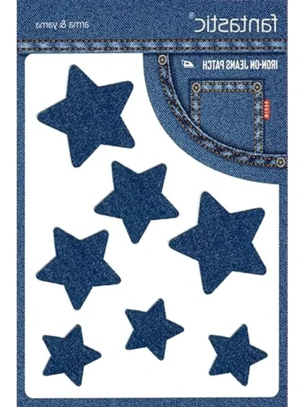 Kot Arma Patch, Denim Jeans Onarım için Yıldız Deseni, Koyu Mavi ürün görseli 1