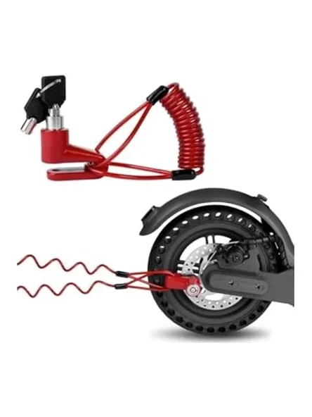 Disk Kilidi ve Spiral Çelik Halat, 2'li Güvenlik Seti, Motosiklet için ürün görseli 1