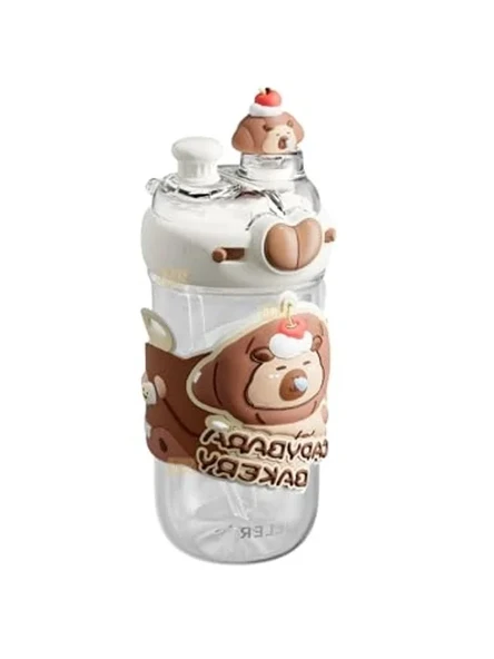 Kahverengi Capybara Desenli 580ml Tritan Çocuk Matarası ürün görseli 1